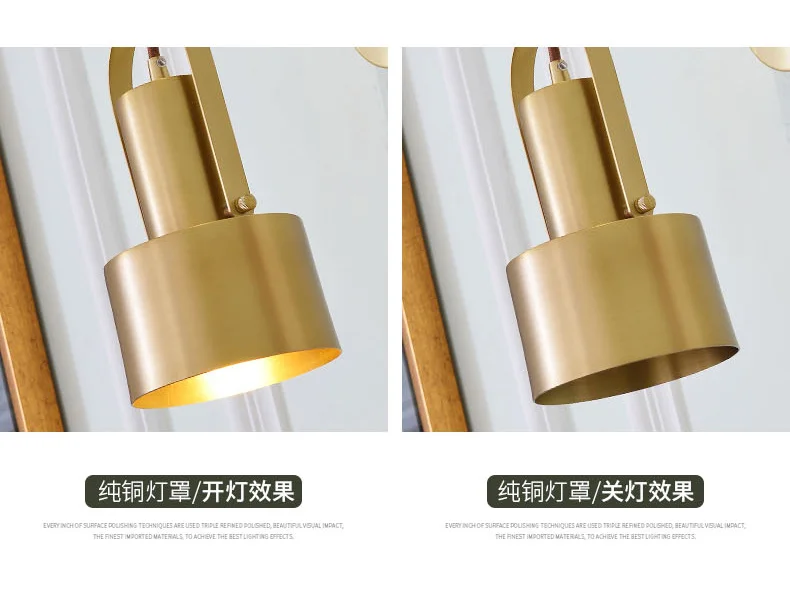 Minimalist copper brass wall light lamp LED bedside toilet bathroom reading wall light LED sconce modern simple gold wall light