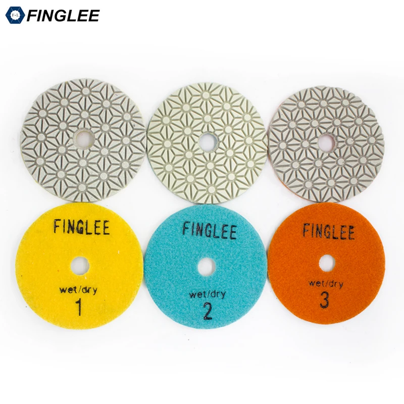 3 ступенчатая алмазная полировальная накладка FINGLEE 4 дюйма/100 мм алмазные