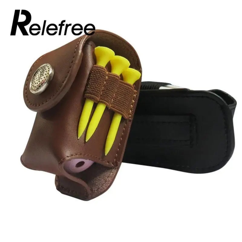 Relefree الجلدية البسيطة المحمولة كليب على حامل الحقيبة حقيبة عقد 2 كرات الغولف الكرة لاعب غولف المعونة أداة هدية البني
