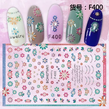 

5 sheets beauty flower design Ultra thin ADhesive decals Nail Art decorations Stickers nail accessories manicure tools F399-403