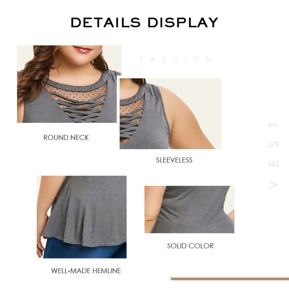 Plus Size Criss Cross Peplum Tank Top