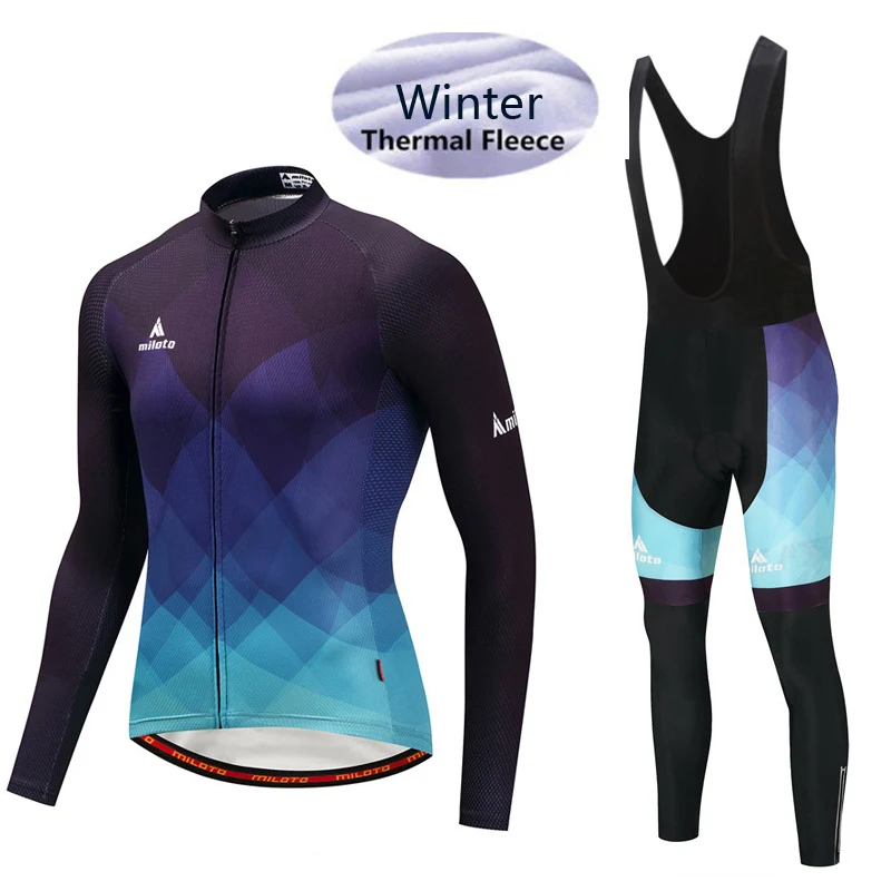 

MILOTO 2018 Cycling Clothing Man Winter Thermal MTB Bike jersey Set Ropa ciclismo invierno Long Sleeve Fleece Cycling jersey set