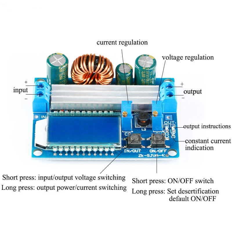 Lcd цифровой дисплей 35 Вт 4A регулируемый Шаг вниз понижающий Повышающий Модуль источника питания подъемный модуль давления постоянное давление