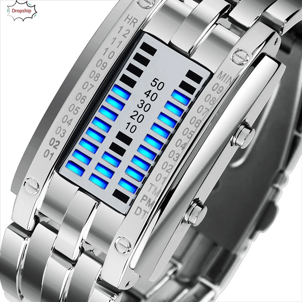 

OYOKY 2019 Hot Selling Luxury Men's Stainless Steel Date Digital LED Bracelet Sport Watches High quality Unisex Bling 18Oct20