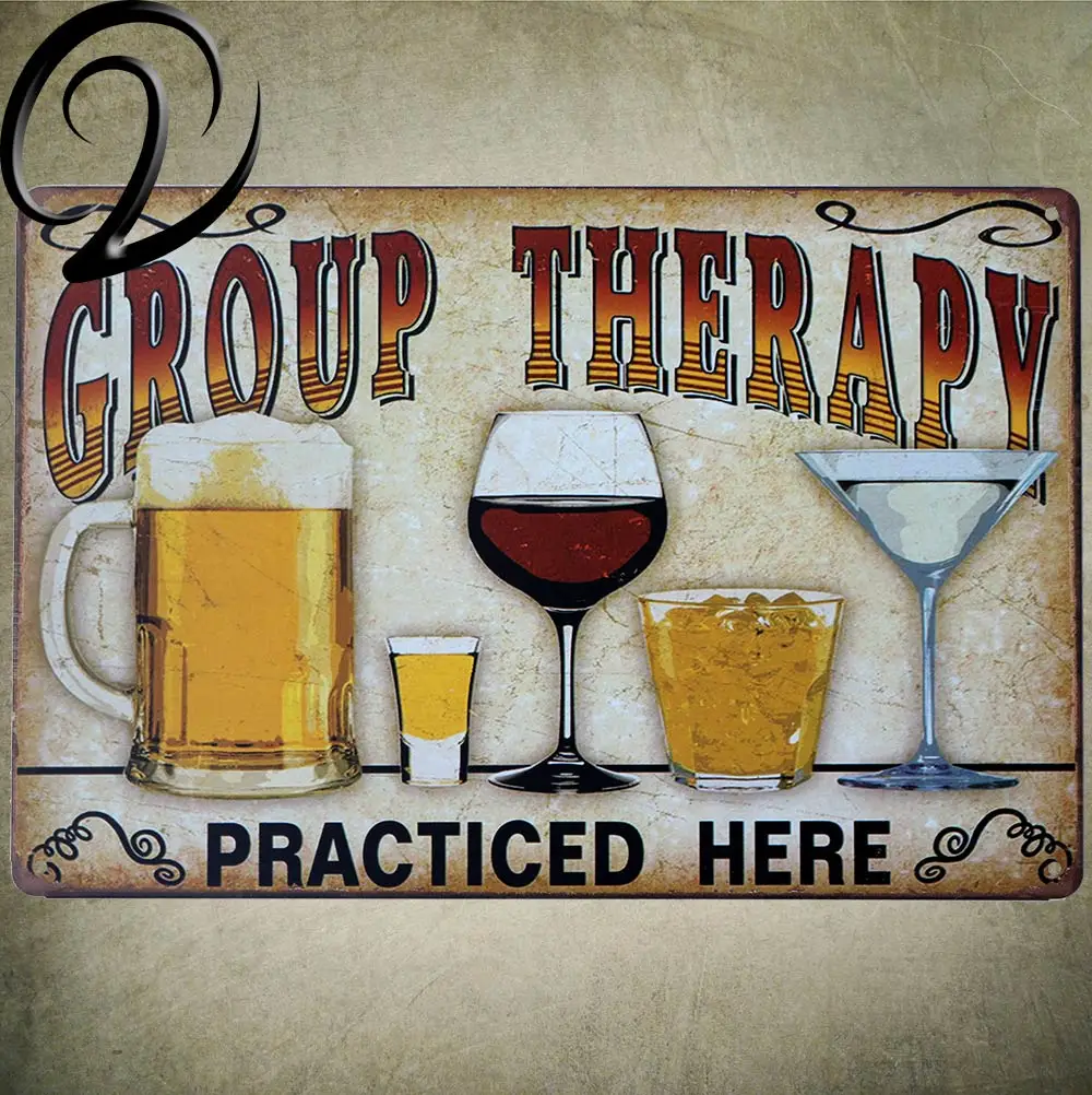 Group Therapy Beer Cup Metal Painting Beer Tin Sign Home Bar Pub Wall