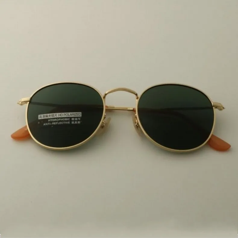Круглые поляризационные солнцезащитные очки для женщин и мужчин, ретро бренд, дизайнерские солнцезащитные очки для женщин и мужчин, UV400, зеркальные очки Oculos De Sol - Цвет линз: gold green