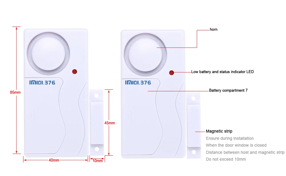 LM101.376 пульт дистанционного управления беспроводной магнитный датчик окна двери детектор входного детектора Противоугонная домашняя охранная сигнализация