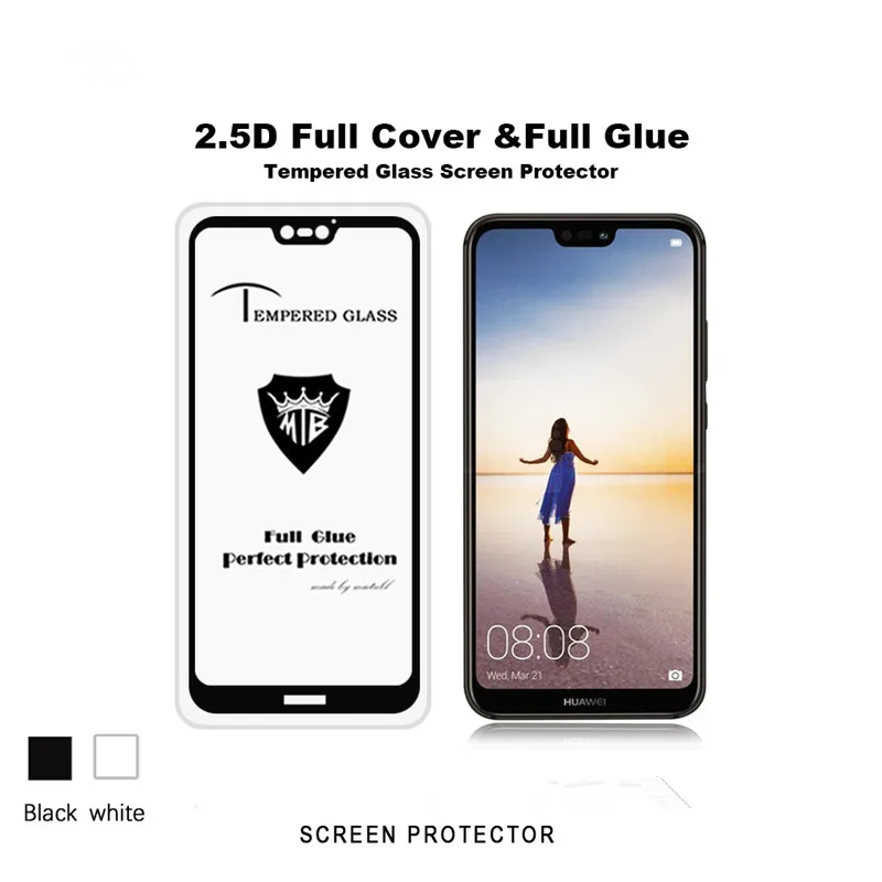 9H полное клеевое Покрытие Закаленное стекло для Huawei P20 Lite Pro Защитная пленка