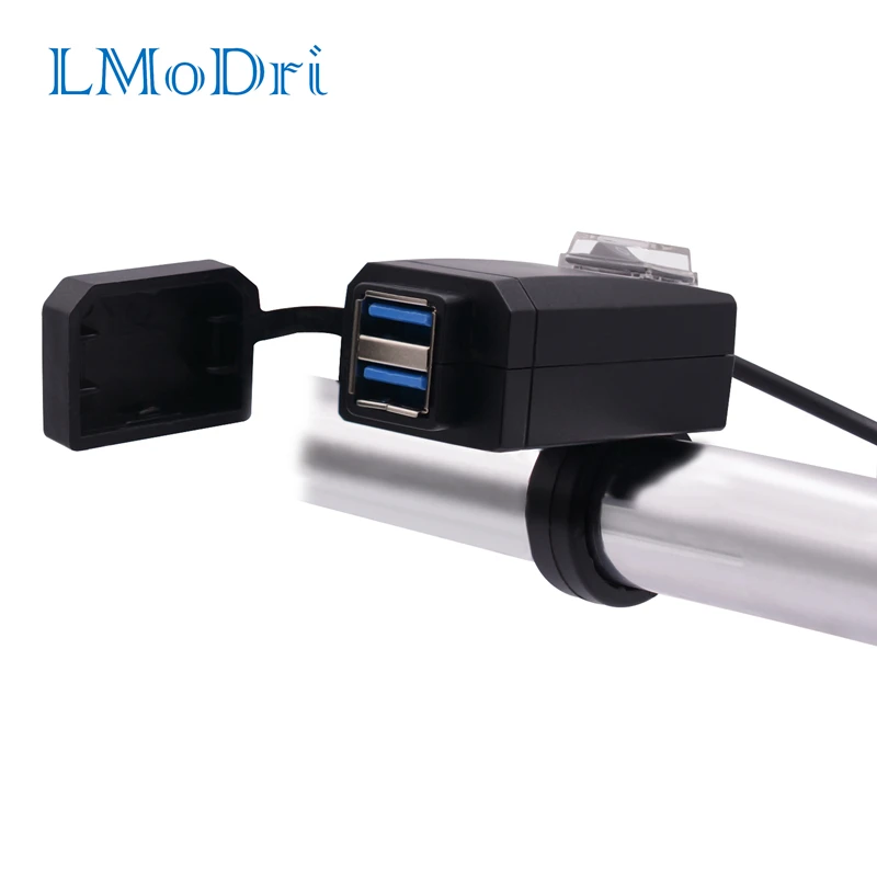 

LMoDri Waterproof Dual USB Motorcycle Handlebar Charger Adapter Power Supply Socket QC3.0 For Car Motorbike Auto USB Charger