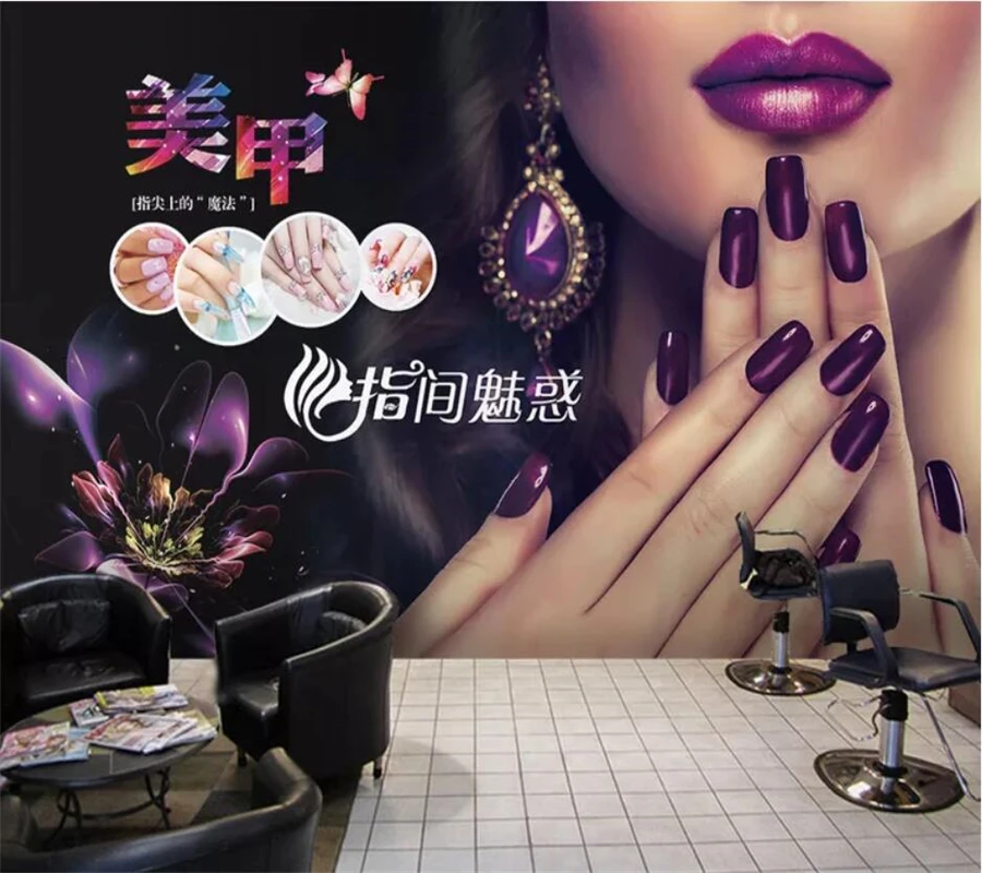 

3d обои на заказ, модная декоративная роспись ногтей, ретро, ручная роспись, украшение для магазина одежды, фон для стен