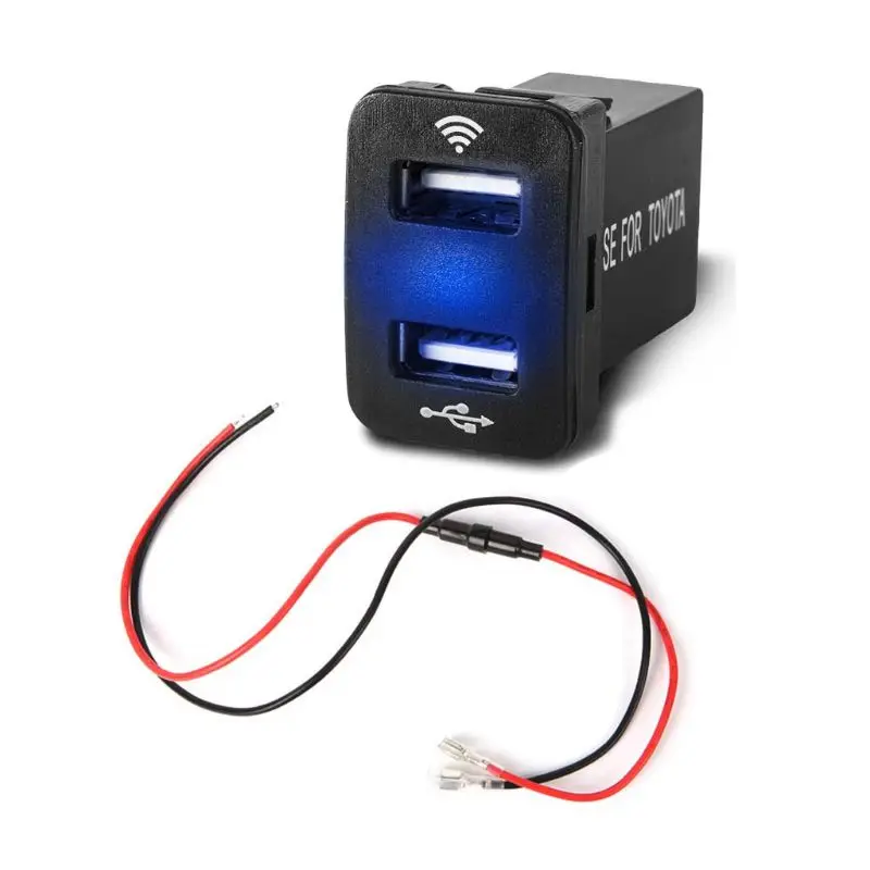 Синий 33x23 мм 12 в 24 в двойной Переходник USB для зарядки в машине Bluetooth gps локатор для Toyota - Название цвета: Синий