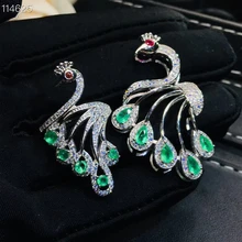 Натуральный зеленый изумруд комплект ювелирного изделия с натуральным камнем драгоценный камень кулон кольцо 925 серебро Мода прекрасный павлин для женщин Девушка подарок партии ювелирные изделия