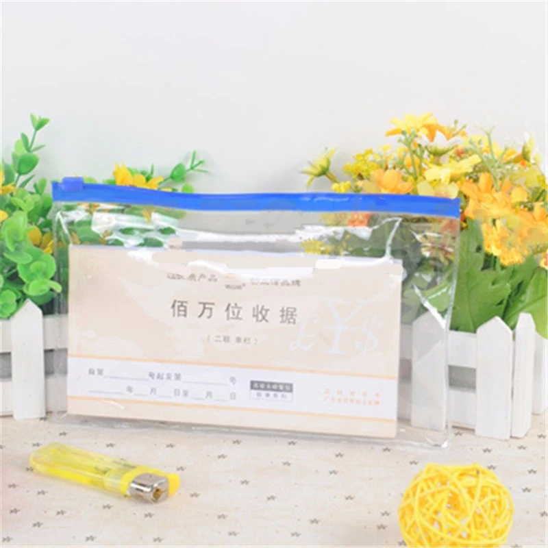 JX-LCLYL Clear Plastic School Exam Stationery Case Pencil Pen Eraser Zipped Bag Pouch