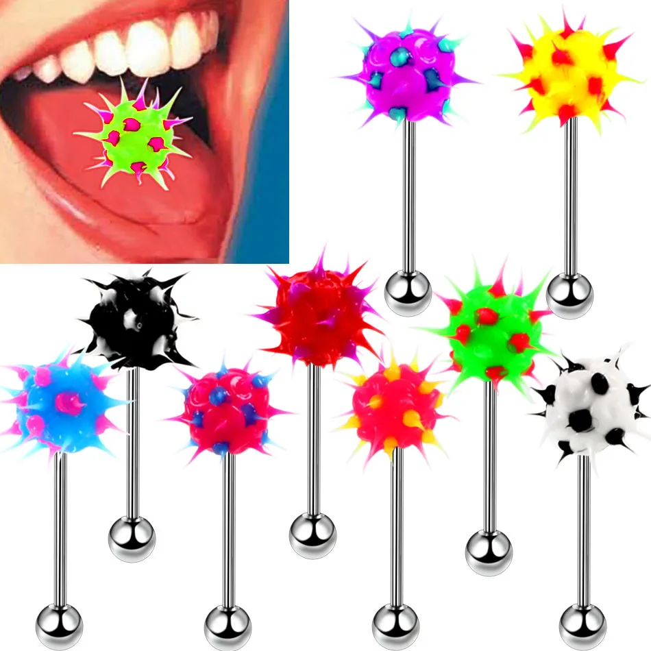 

14G Medical Silicone Tongue Ring Tongue Piercing Jewelry Surgical Steel Nipple Rings Ear Bone Stud Body Jewelry for Women