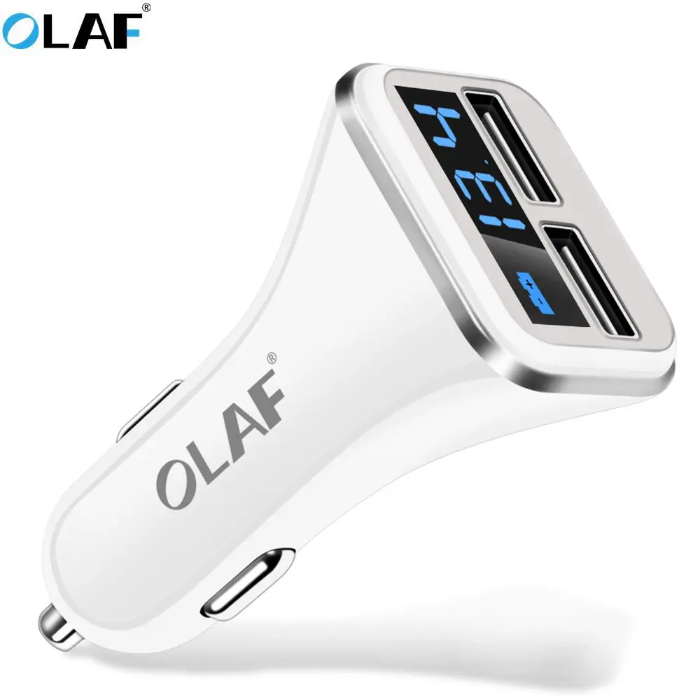 

OLAF Dual USB Car Charger With Smart LED Display Mobile Phone Car-charger Adapter Phone Charger 4.8A for Apple for Android etc