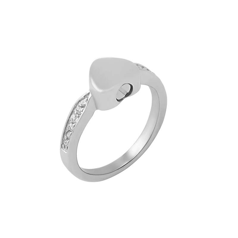 

LKJ001 High Polished Stainless Steel Tiny Heart Cremation Urn Ring Hold Loved One's Ashes for Women Finger Ring Memorial Jewelry
