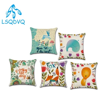 

Decorative Throw Pillow Case Animals Thanksgiving Day Lion Fox Cotton Linen Cushion Cover For Sofa Home Capa De Almofadas 45x45
