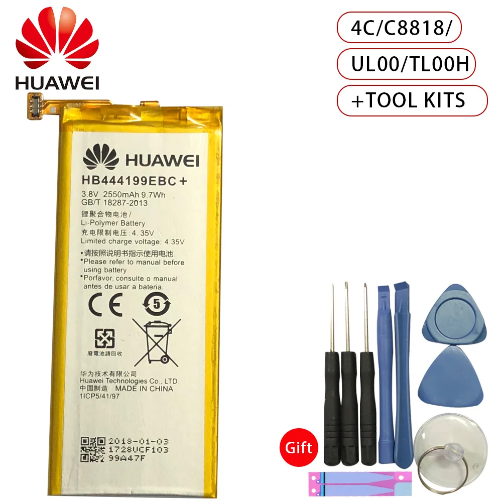 

Hua Wei HB444199EBC+ Original Replacement Phone Battery For Huawei honor 4C C8818 CHM-UL00 CHM-TL00H CHM-CL00 2550mAh