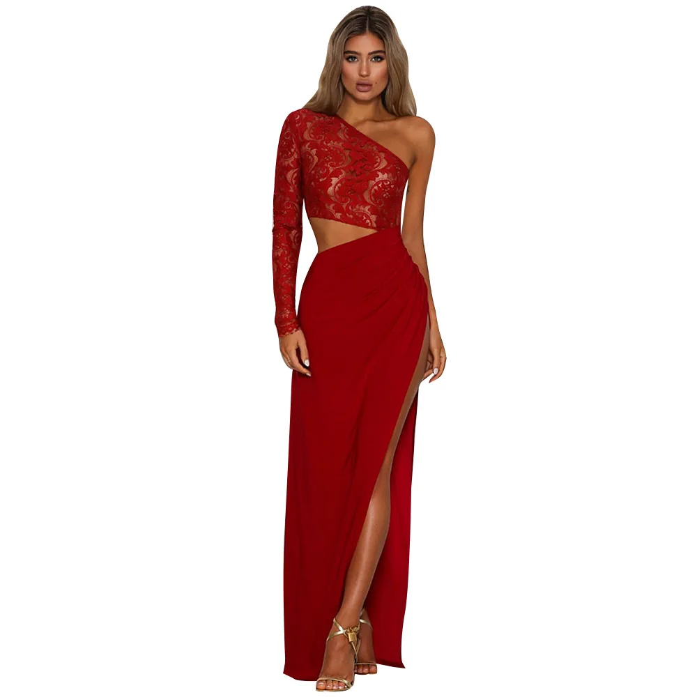 fashion-sexy-solid-one-shoulder-full-sleeves-mesh-lace-patchwork