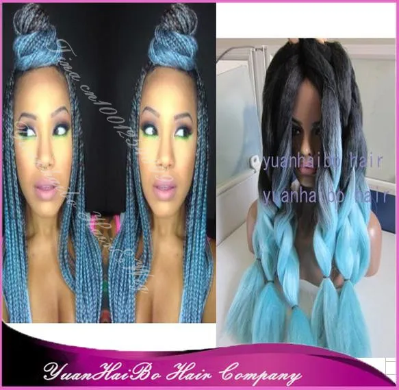 Stock High Quality 20 Fold Two Tone Black Light Blue Synthetic