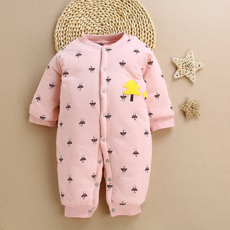 Acheter Nouveau né bébé filles hiver chaud barboteuses enfant en bas âge coton manches longues combinaison en velours pour bébé filles infantile épais salopette vêtements