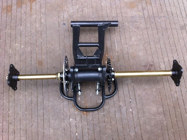 Quadrics modified gy6 atv bull rear axle assembly after the fork