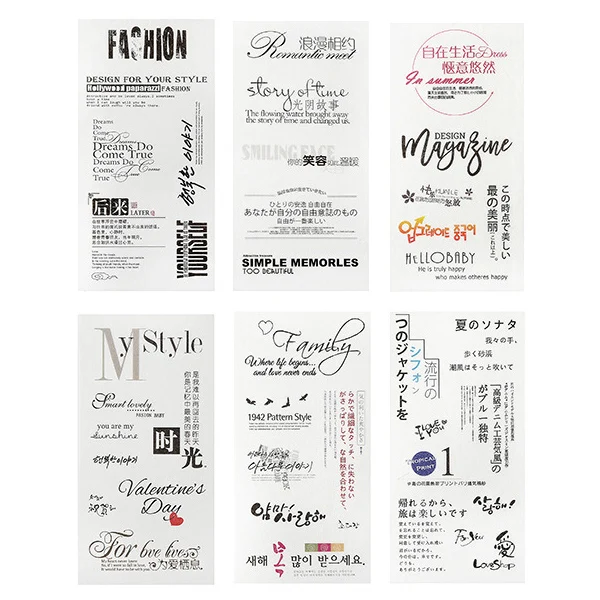 

6 Pcs/pack Text DIY Decorative Washi Stickers Scrapbooking Stick Label Diary Stationery Album Stickers
