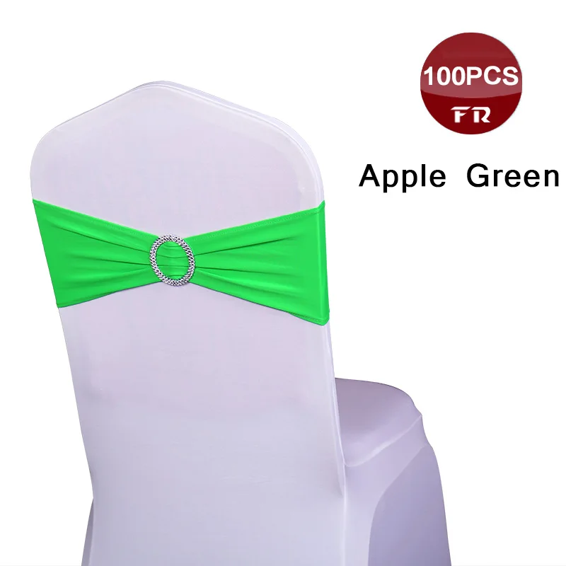 100 шт/партия ленты из спандекса на стулья эластичные свадебные чехлы для стула широкие пояса-кушаки для свадебного банкета, вечеринки декор для отеля - Цвет: Apple Green