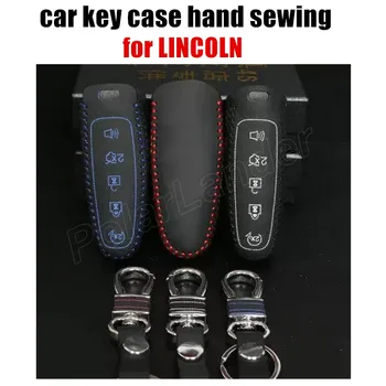 

Only Red newest hand sewing car styling Genuine quality leather car key case cover fit for FORD EDGE EXPLORER LINCOLN