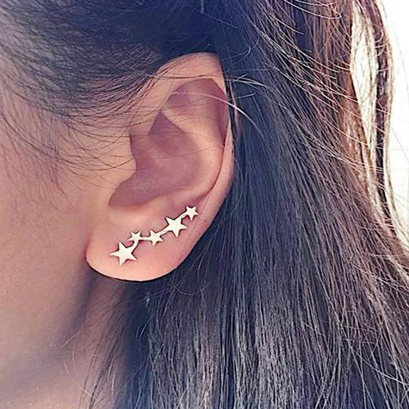 Silver Valentines Gift 1Pair Fashion Jewelry Seaside Stud Earrings Beautiful Hot Sale Party Simple Women Teen Star Unique Golden