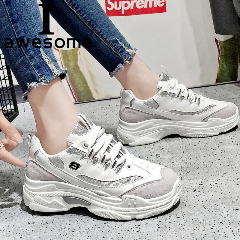 

Women Sneakers Trainers PU Leather 2018 New Fashion Breathable Shoes Women Lace Up Women Flat Shoes Casual Shoes Zapatos Mujer