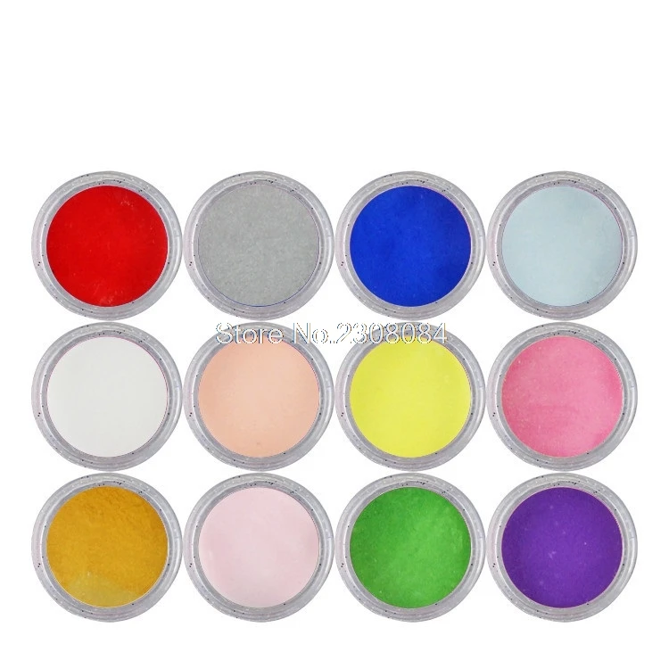 

New 12 Colors Fashion Nail Art Decoration Carved pollen crystal powder Nail Powder For 3D Nail Glitter