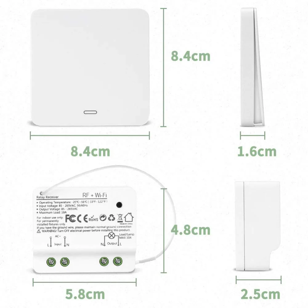 Wifi смарт-коммутатор 2500 Вт wifi реле Таймер RF433 кинетический автономное Голосовое управление работа с Alexa Google IFTTT Smart Life