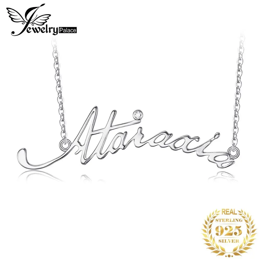 

JewelryPalace Alphabet Words Ataraxia Goodluck Necklace With 18 Inches Chain Cubic Zirconia 925 Sterling Fine Jewelry For Women
