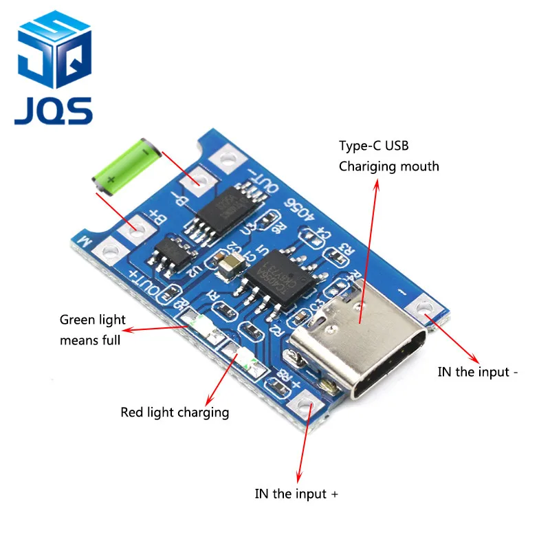 

type-c USB 5V 1A 18650 TP4056 Lithium Battery Charger Module Charging Board With Protection Dual Functions 1A Li-ion good