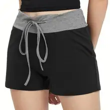 Новое поступление, однотонные Женские шорты, летний свободный хлопковый пояс, обтягивающие, эластичная низкая талия, короткие штаны