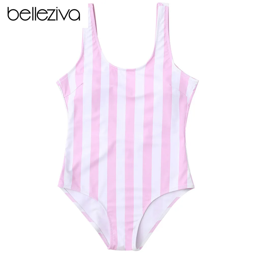 

Belleziva New Arrivals Sexy Women Beachwear One Piece Swimwear Shaping Striped Swimsuit Monokini Bathing Suit Bodysuit Femme