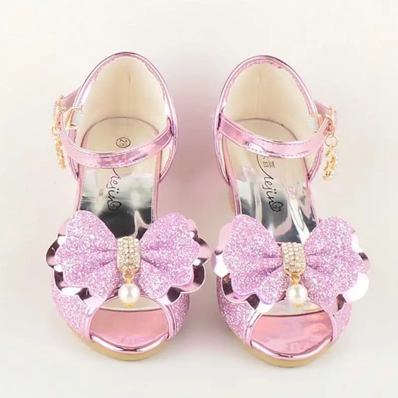 HaoChengJiaDe/ Детские блестящие сандалии принцессы; детская Свадебная обувь для девочек; модельные туфли на квадратном каблуке; обувь для вечеринок; Цвет фиолетовый, золотой