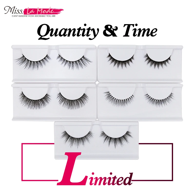 

Misslamode 3D Mink Lashes Natural Crisscross Winged False Eyelashes Natural Long Strip Eyelashes Cat Eye Eyelashes Makeup