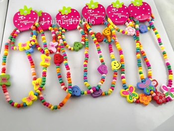 

wholesale 24 pcs wood(12 Bracelets+12 Necklace) kids birthday party
