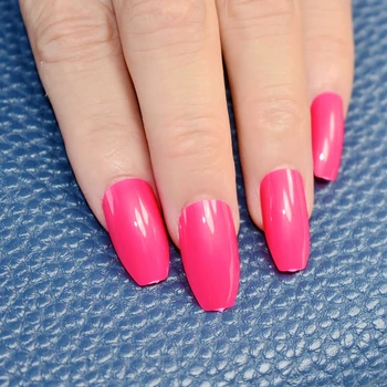 

24pcs Hot Pink Coffin Long Nails False Nail Full Cover Flat Shape Acrylic Nail Tips Artificial Nails Fake Nails Fuax Ongles