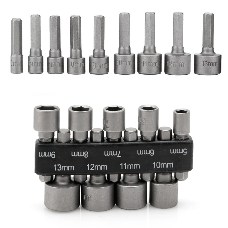 9Pcs-5-13mm-Power-Nut-Driver-Drill-Bit-1-4-Hex-Shank-Metric-Socket-Wrench-Screw