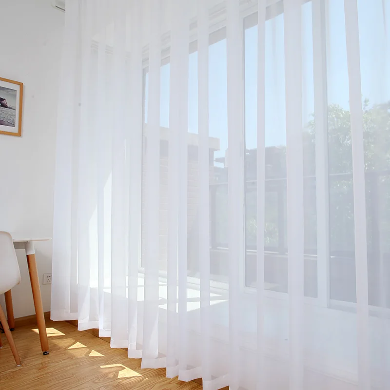 

White Sheer Voile Curtains Tulle Curtains Home Window Decoration for Living Room Bedroom Single Panel Drapes