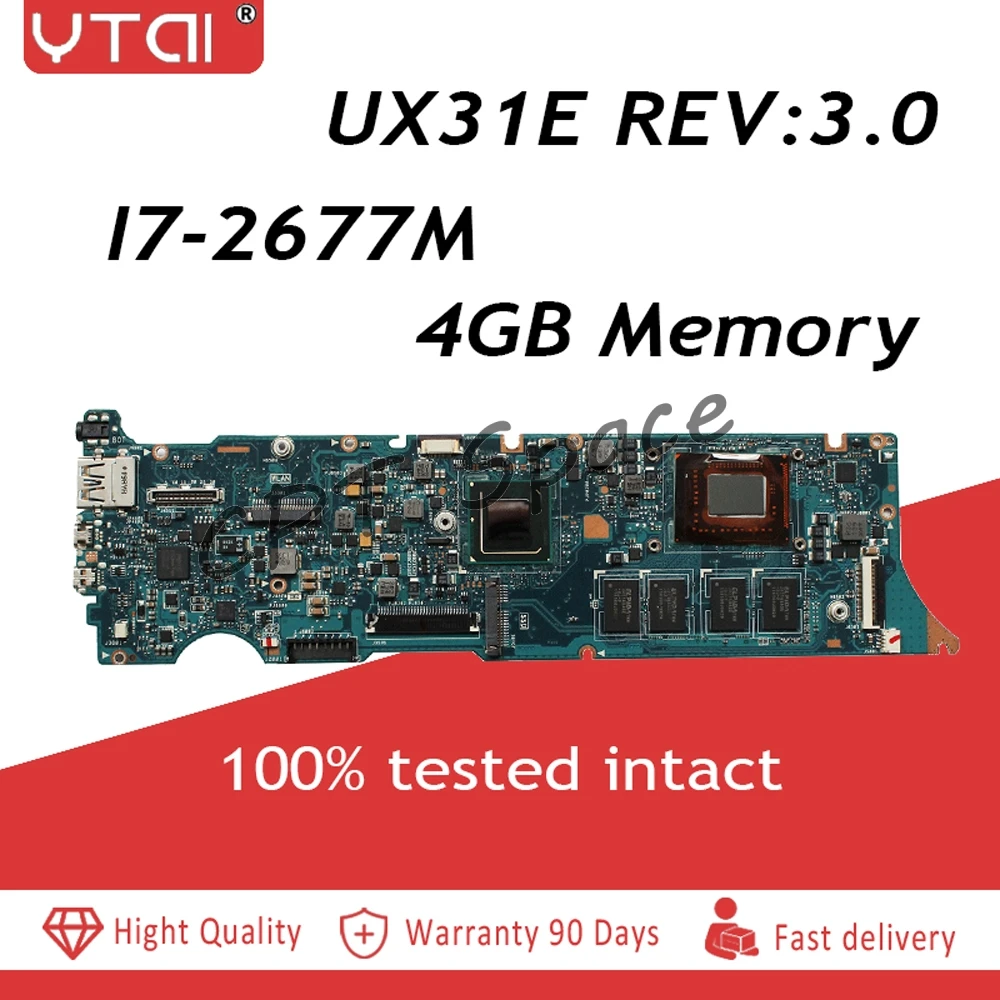 

I7-2677M For ASUS UX31E Laptop motherboard with I7-2677M CPU USB3.0 4G RAM REV3.0 mainboard 100% tested intact Free shipping