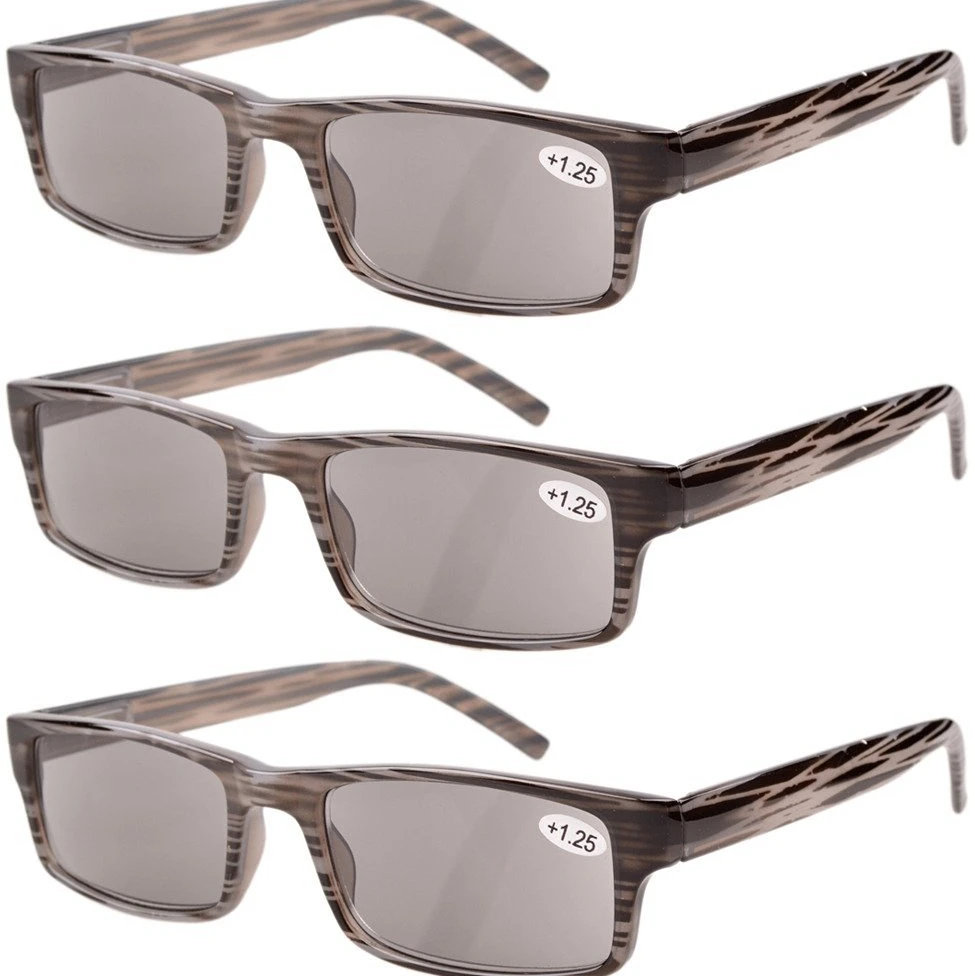 R026 Eyekepper полосатые очки для чтения с пружинными петлями(3 пары) мужские солнцезащитные очки+ 0,50-+ 4,00