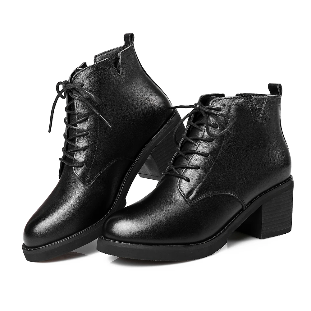 Doratasia/фирменный дизайн, не сужающийся книзу массивный каблук, ботинки из натуральной коровьей кожи, женская обувь, обувь для отдыха на шнуровке, ботильоны