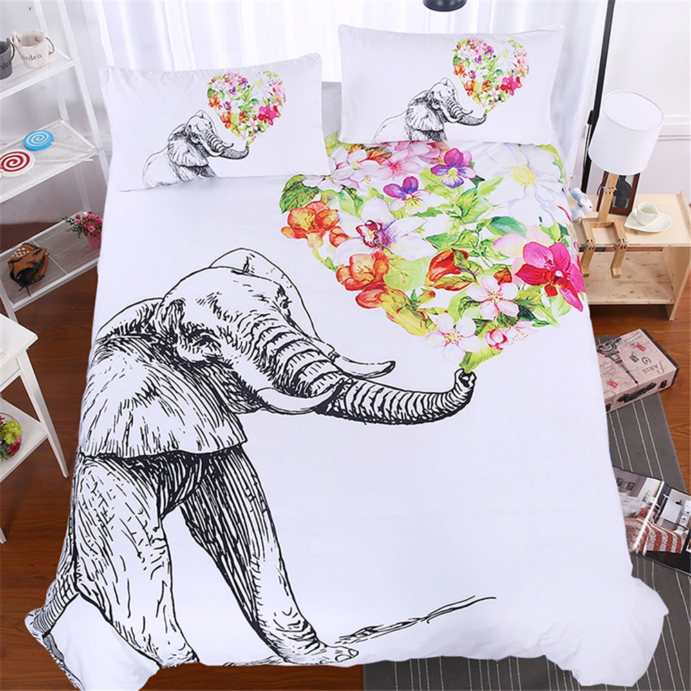 3pcs Animal White Brand Bedding Sets Elephant 3d Luxury Duvet