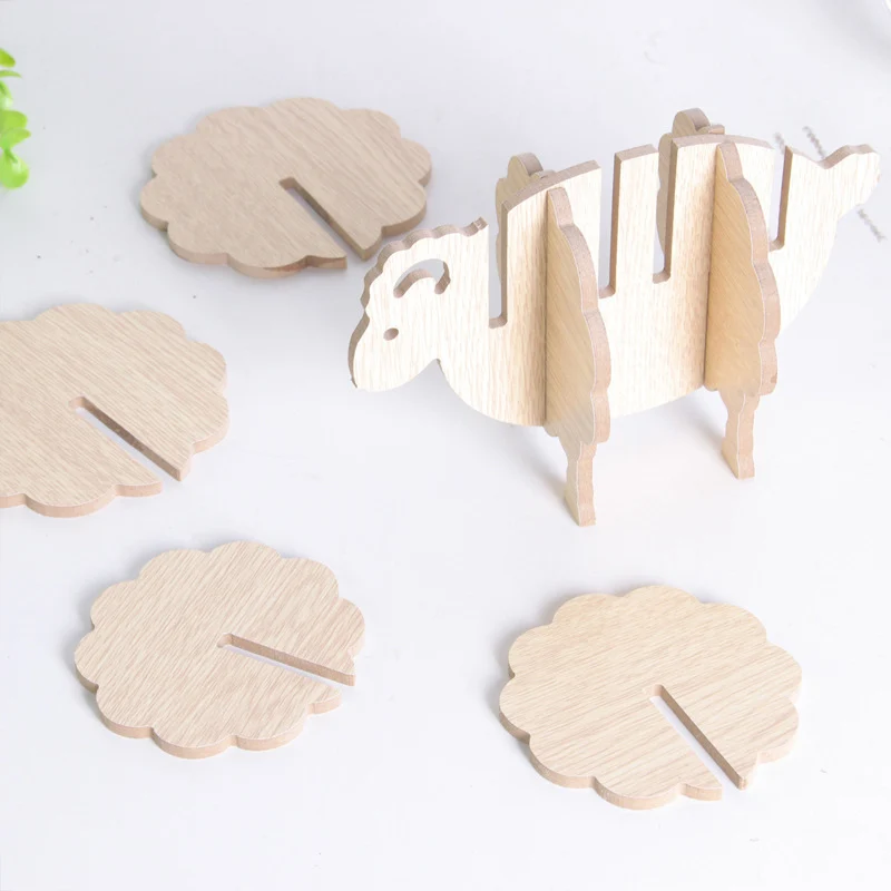 

Cup Mat Pad Set Wooden Coasters Heat Resistant Sheep Shape For Kitchen Home Coffee Tea YU-Home