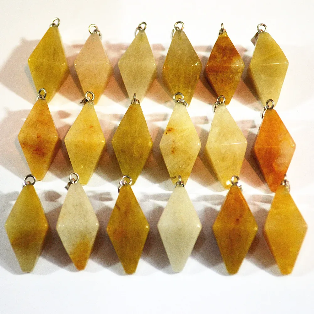 Fashion New Good Quality Natural Yellow Stone Double Pyramid Pendants Conical Pendulum For Jewelry Making 12PCS Free Shipping | Украшения и