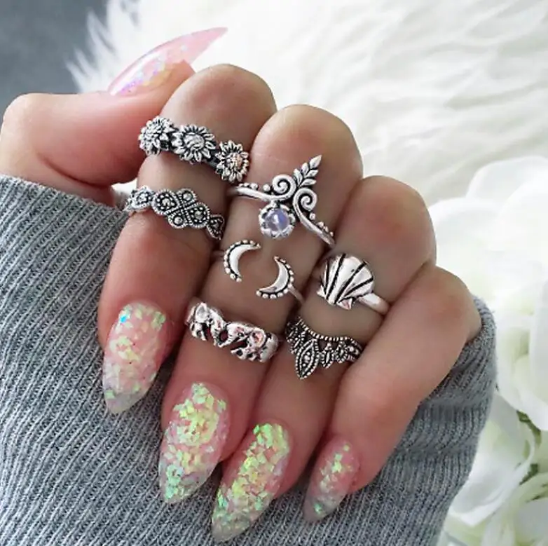 

Knuckle Finger Rings Set for Women Vintage Stone Midi Ring Anel Ring Bijoux Boho Jewelry